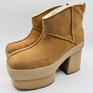 Ugg New Heights Boots Women's Size 8 Chestnut Brown Platform Bootie